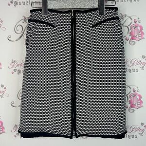 Teenflo skirt lace look classic color block Black and White Pencil Skirt